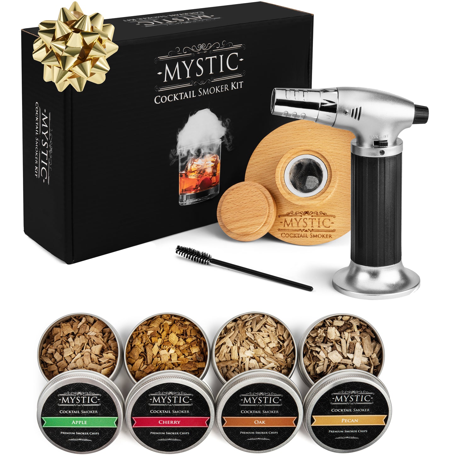 Old fashioned smoker kit with wood chips. Gifts for men