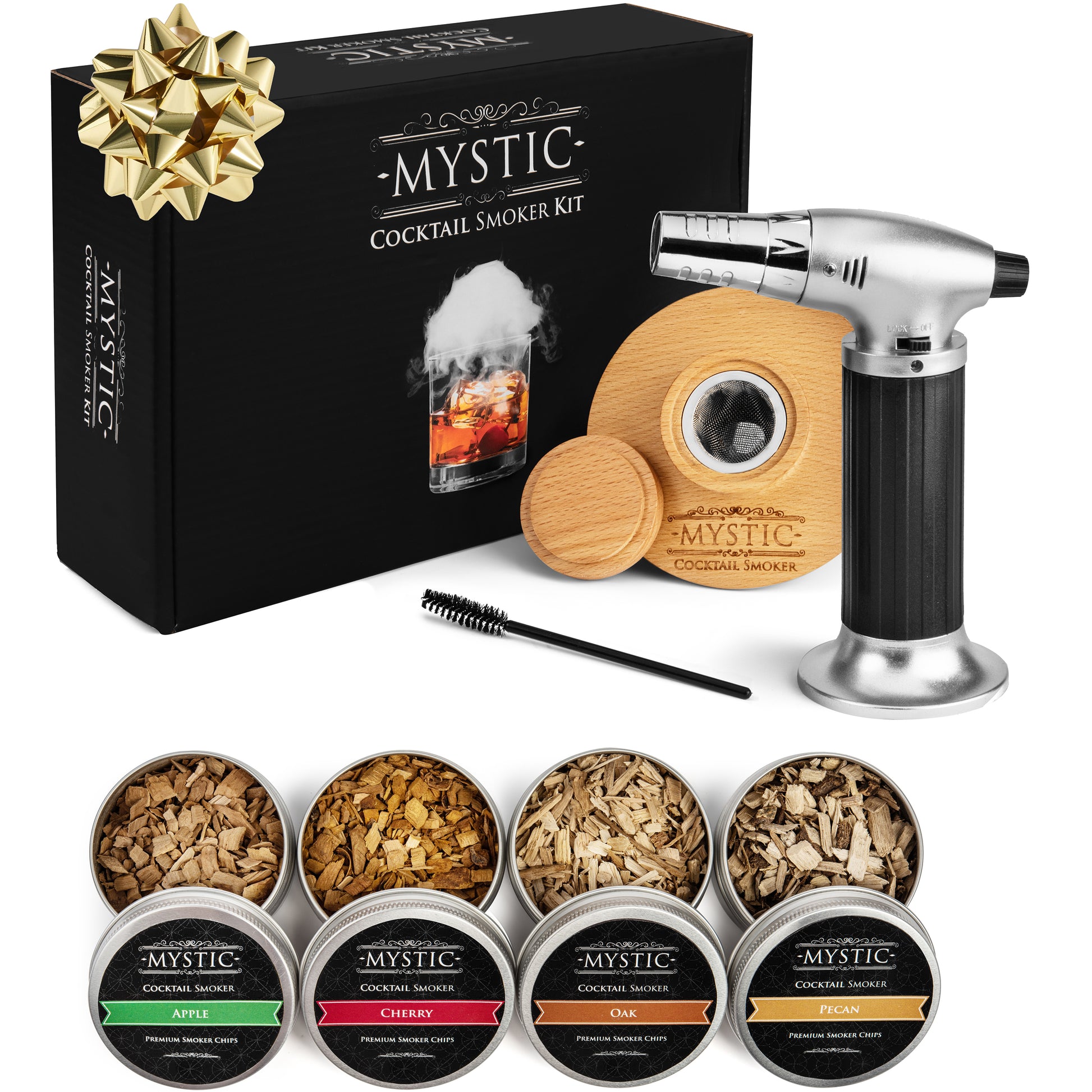 Cocktail Smoker Kit with Torch, 4 Kinds of Wood Chips for Drink Smoker  Infuser Kit, Bourbon/Whiskey Smoker Accessories, Old Fashioned Smoker Kit  as